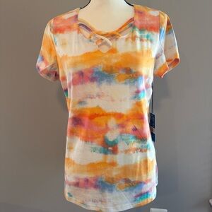 NWCaribbean Joe Multicolor Short Sleeve Top w/ cut out details on the front - M